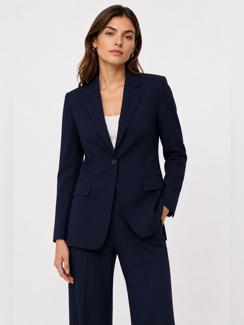 Zara Woman Studio Blazer Jacket Structured Tailored Navy XS NWT
